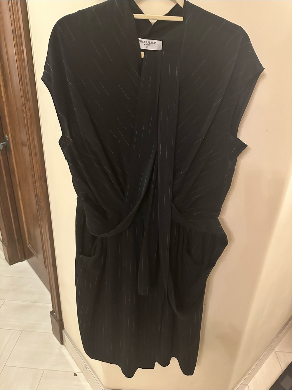 MM Lafleur Noel Dress / Black Pinstripe Draped Dress +1 (14w-16w)